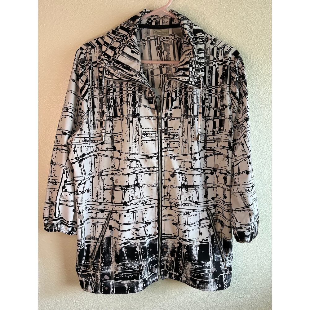 CHICOS ZENERGY | NEEMA Splatter Print Sport Jacket 3/4 Sleeves | Size 2 (12/L)